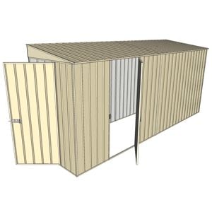 Build-A-Shed 1.2 x 4.5 x 2.0m Skillion Single Hinged Side Door Shed - Cream