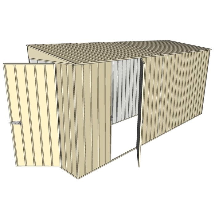 Build-A-Shed 1.2 x 4.5 x 2.0m Skillion Single Hinged Side Door Shed - Cream