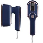 Portable Mini Ironing Machine, 180°Rotatable Handheld Steam Iron, Travel Garment Steamer - Blue