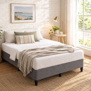 Zinus Queen Fabric Bed Base Ensemble Base - Dark Grey