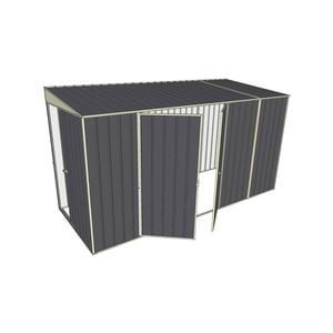 Build-a-Shed 1.5 x 3.7 x 2m Double Hinged Side Doors Skillion Shed - Grey