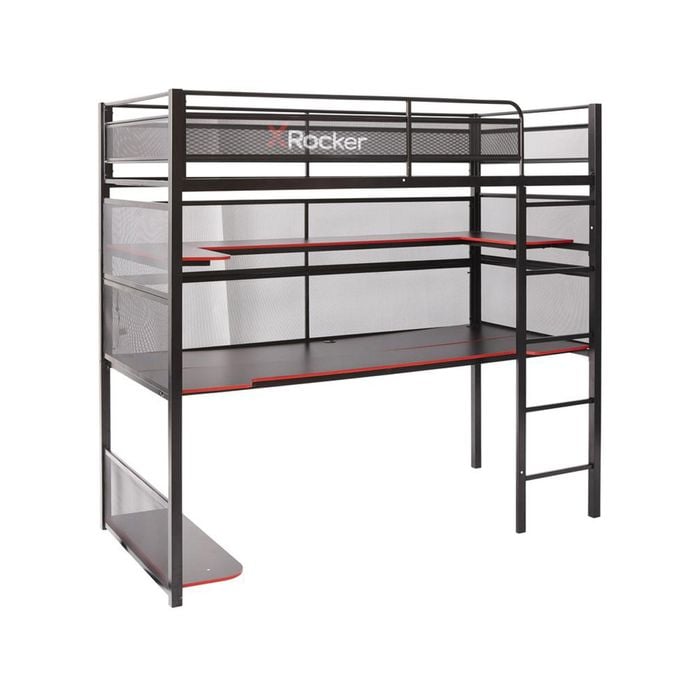 X Rocker Battlebunk Gaming High Sleeper Bunk Bed With Gamer Desk
