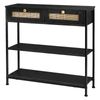 Levede Console Table with Drawers 3-Tier Slim Hallway Table 80cm Entryway Black