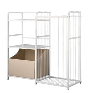 Vevor 2 Tier Kids Bookshelf And Stuffed Animal Storage White With Fabric Toy Chest For Kids Room