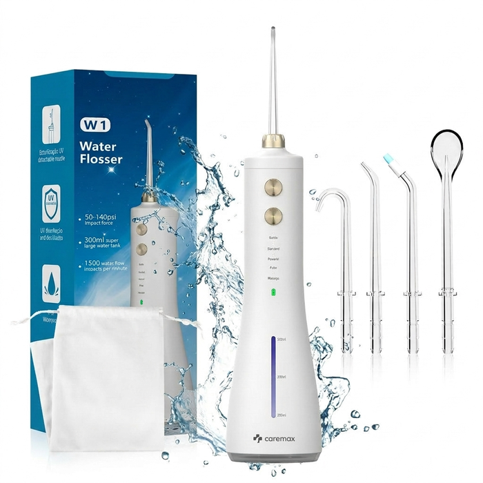300ml Caremax Cordless Sterilising Rechargeable 140PSI Water Flosser