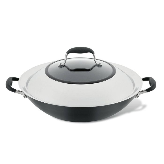 Anolon Advanced Home Covered Wok with Side Handles 36cm Onyx