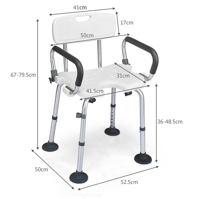 Costway Shower Chair Bath Stool Bathroom Seat Height Adjustable ...