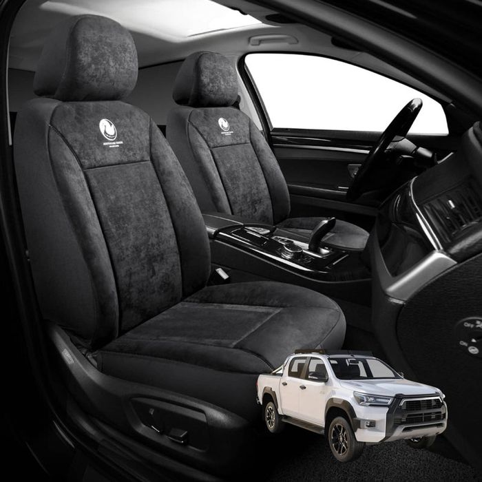 Australian Goose Front Seat Covers for Toyota Hilux Double Cab 2015 - Current (AN110/AN120/AN130) - Suede, Universal Fit