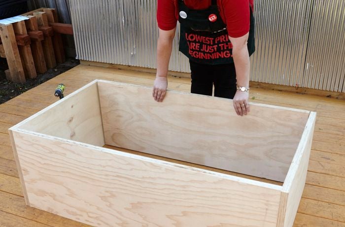The completed frame for a laundry basket dresser