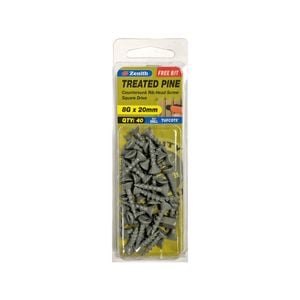 Zenith 8G x 20mm Tufcote® Square Drive Treated Pine Screw - 40 Pack