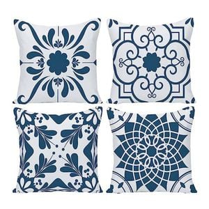 Catzon 4 Pcs Modern Throw Pillow Covers Geometric Flower Pattern for Couch