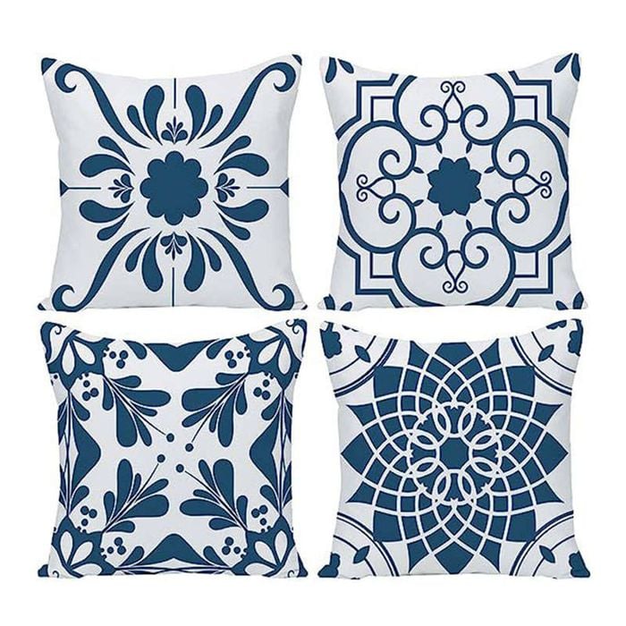 Catzon 4 Pcs Modern Throw Pillow Covers Geometric Flower Pattern for Couch