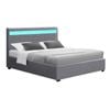 HOMFURN Double Size LED Gas Lift Bed Frame in Grey