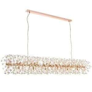 Telbix Lerida Modern Pendant Hanging Lamp Light Metal Crystal Gold Clear Gloss