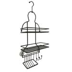 Barelli Black Bathroom Shower Caddy With Hooks