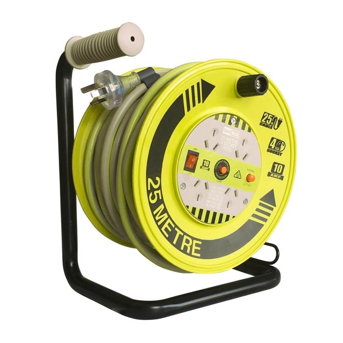 CordTech 25m Heavy Duty Cable Reel with 4 outlets