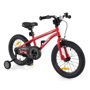 Costway Kids Dual-brake Bicycle W/training Wheels Adjustable Bike - Red