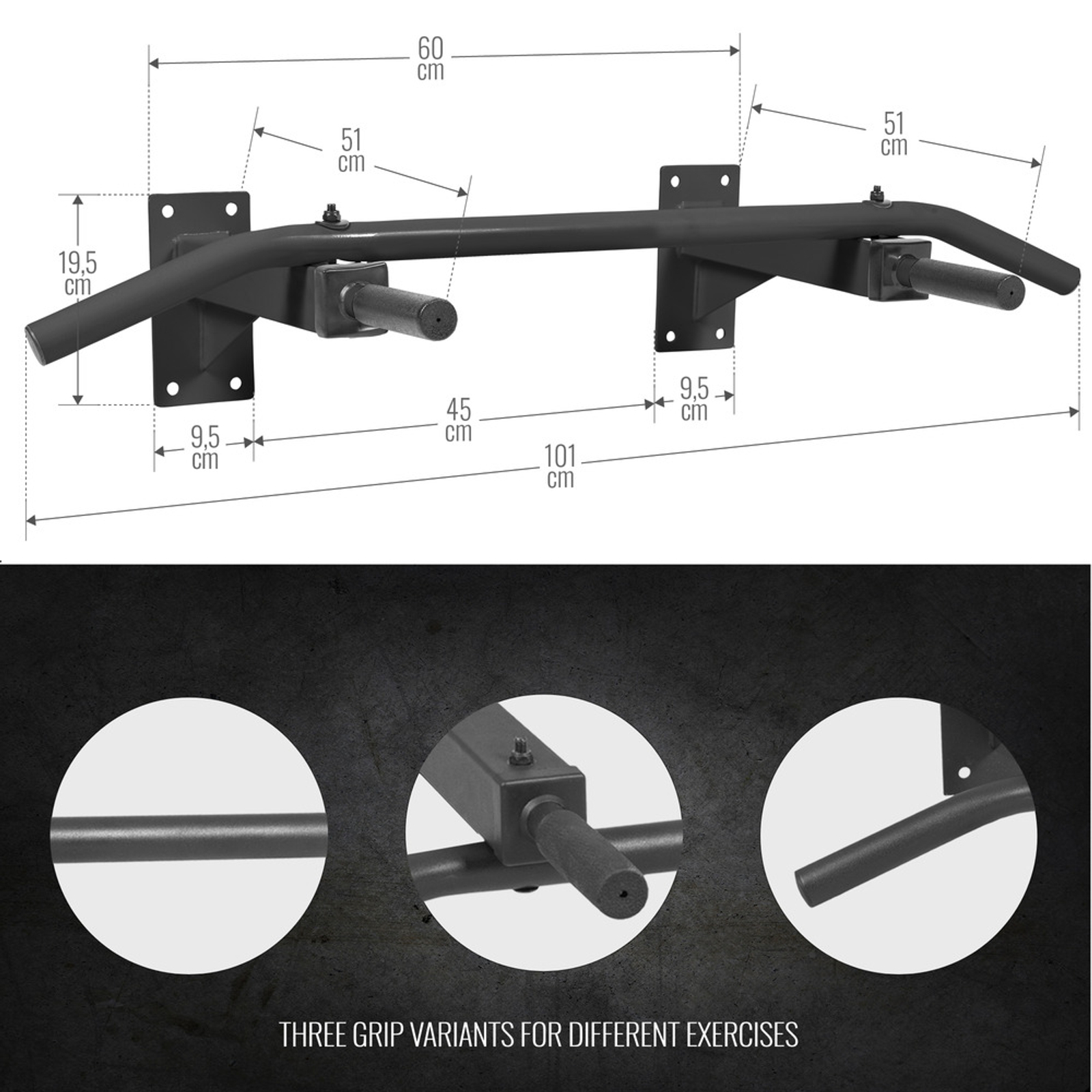 Gorilla Sports Wall mounted Pull Up Bar Black Bunnings Australia