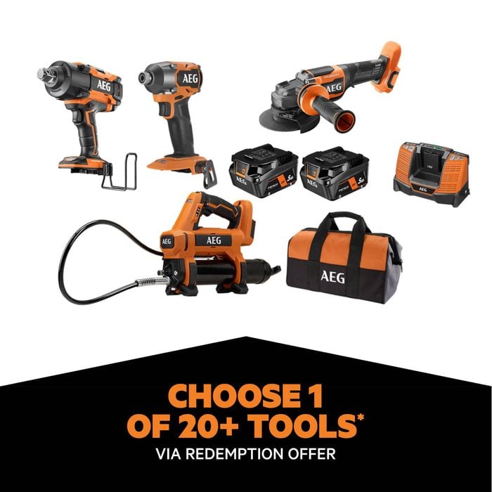 AEG 18V 5.0Ah 4 Piece FUSION Brushless Heavy Machinery Kit