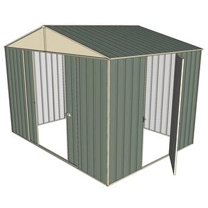 Build-a-Shed 3.0 x 2.3 x 2.3m Double Sliding and Single Hinge Door Narrow Shed - Green