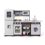 Costway Play Kitchen Chef Pretend Cooking Toy Set w/Accessories Brown