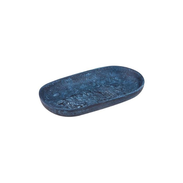 Tempa Bennett Marble Finish Resin Display Barware Tray 24.5x14cm Blue