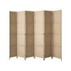 Oikiture 6 Panel Room Divider Screen Privacy Timber Natural