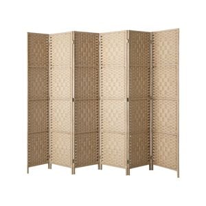 Oikiture 6 Panel Room Divider Screen Privacy Timber Natural