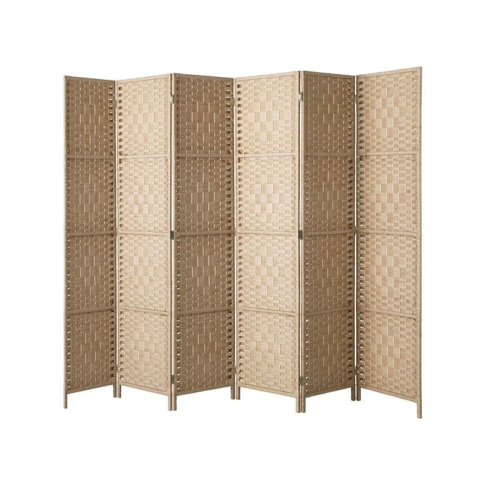 Oikiture 6 Panel Room Divider Screen Privacy Timber Natural