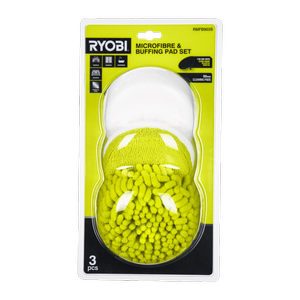 Ryobi 90mm 3 Piece Microfibre & Buffing Pad Set