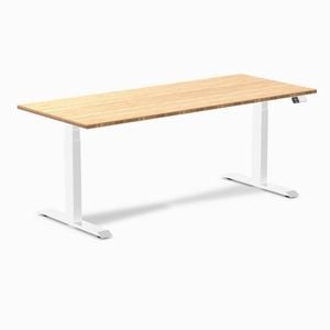 Desky Dual Sit To Stand Bamboo Desk 1800x750mm White Frame