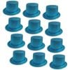 12x GLITTER TOP HAT Fancy Party Plastic Costume Tall Cap Fun Dress Up BULK Sky Blue