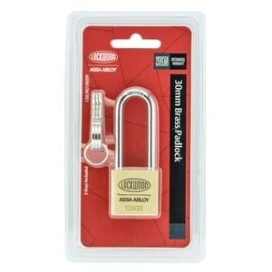Lockwood 30mm Solid Brass Extended Shackle 120 Series Padlock General Purpose