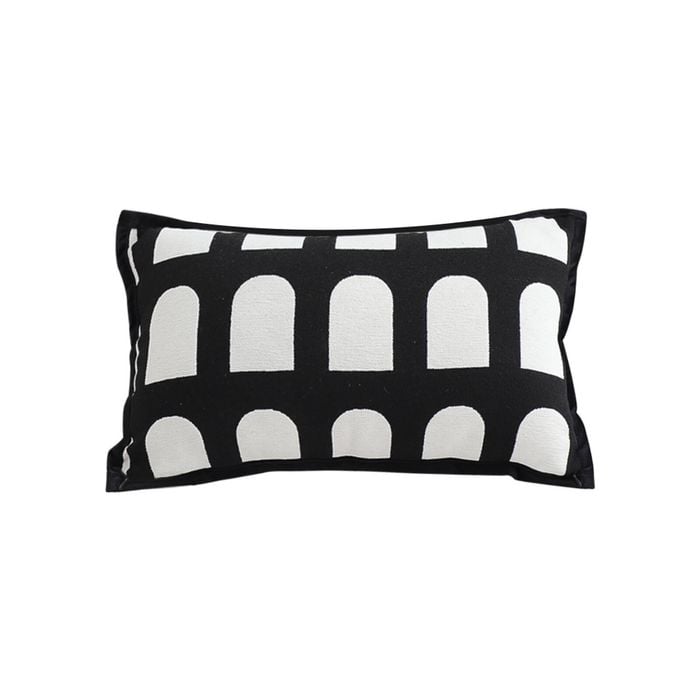 SOGA 30cm Contemporary Black White Geometric Pattern Throw Pillow