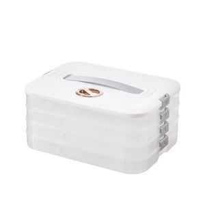 Catzon Stackable Dumpling Box 4-Layer with Lid & Time Scale for Storage-White