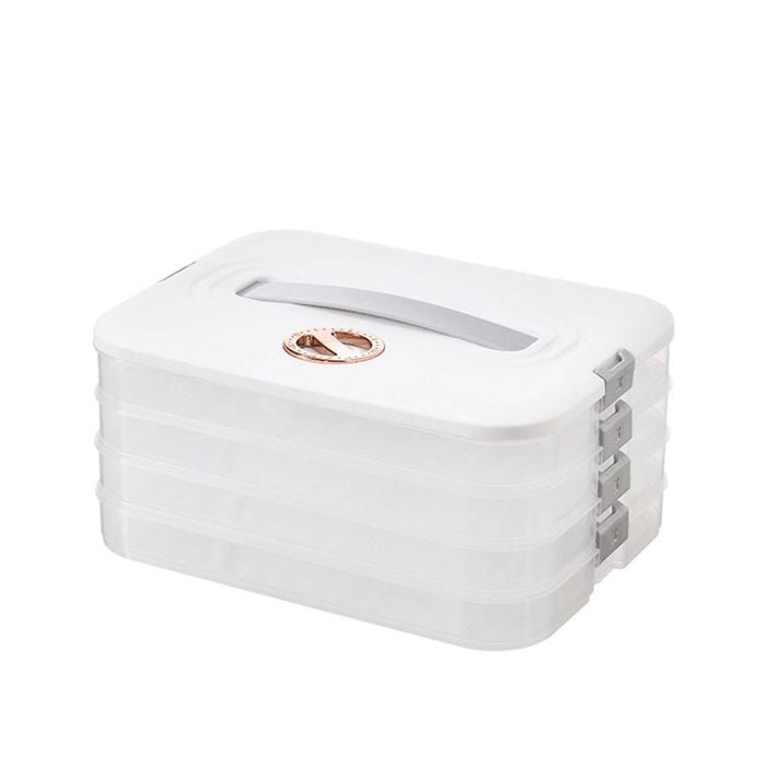 Catzon Stackable Dumpling Box 4-Layer with Lid & Time Scale for Storage-White