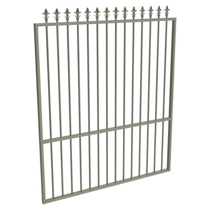 ProtectorAl 1201 - 1500 x 1800mm Pale Eucalypt Aluminium Garden Gate Spear Top with Mid Rail