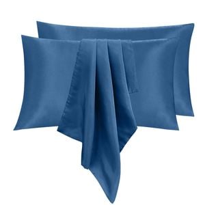 LINENOVA 2PCS 100% Mulberry Silk Pillow Cases Genuine Silk Pillowcases - Ash Blue
