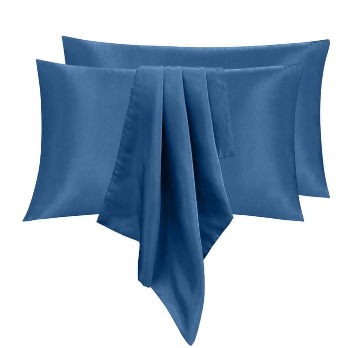LINENOVA 2PCS 100% Mulberry Silk Pillow Cases Genuine Silk Pillowcases - Ash Blue