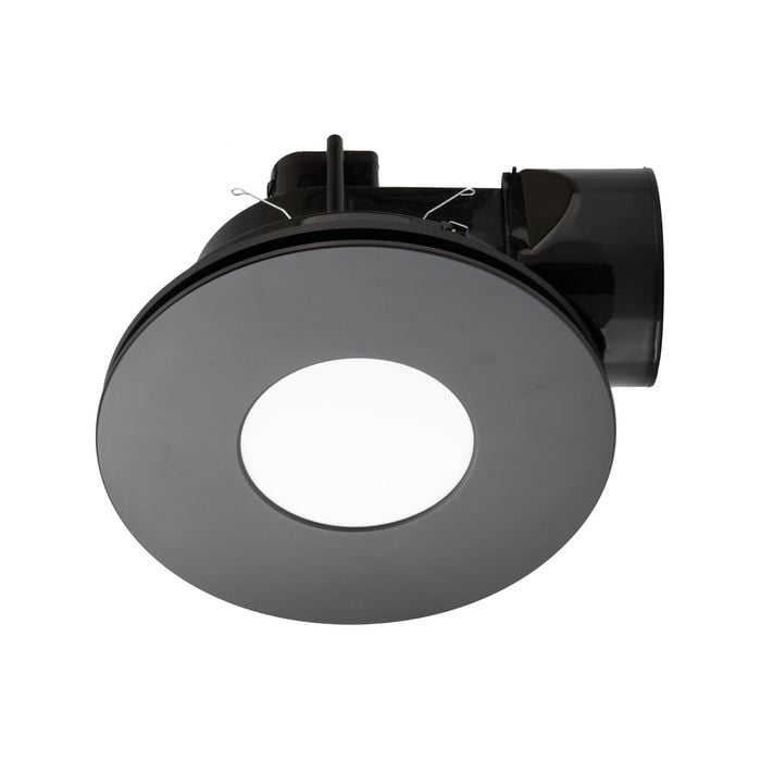 Mercator 240mm Black DIY Plug-In Round Exhaust Fan with Tri-Colour LED Light