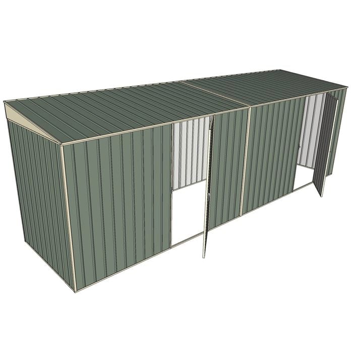 Build-a-Shed 1.5 x 6 x 2m Dual Hinged Side Door Skillion Shed - Green