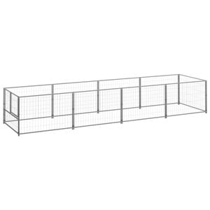 vidaXL Dog Kennel Silver Steel Outdoor Puppy Enclosure Dog Pet Supply Cage