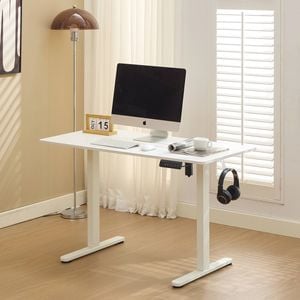 Electric Standing Desk Height Adjustable, Sit & Stand Desk for Home Office with Splice Board and Memory Controller, White