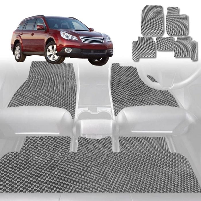 6D Diamond Car Floor Mats for Subaru Outback 2009-2014-Full Set-Grey-Outback GT