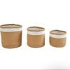 Yarra Textiles 3 PCS Jute/Cotton braided storage basket Flurry 30cm,25cm,20cm beige-white