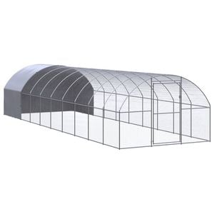 vidaXL Outdoor Chicken Coop Hen House Pet Cage Chicken Run Galvanised Steel 3x10x2 m