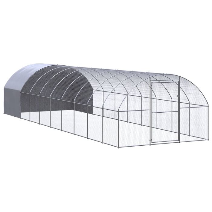 vidaXL Outdoor Chicken Coop Hen House Pet Cage Chicken Run Galvanised Steel 3x10x2 m