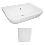 Johnson Suisse White Wall Mounted Basin 560 x 450 With 1 Taphole, Overflow and Shroud With Plug And Waste
