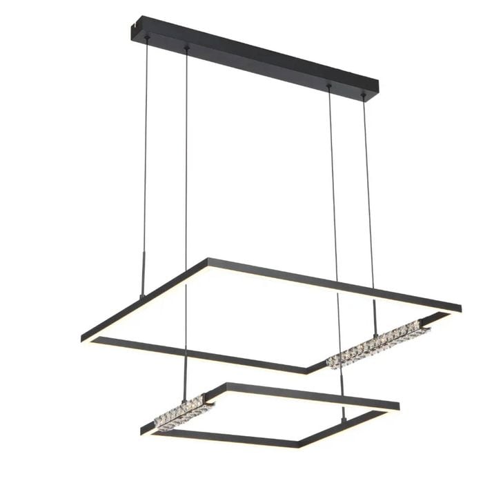 Telbix Zafra Contemporary Pendant Hanging Lamp Light Metal Aluminium Crystal Silicon Black Sand