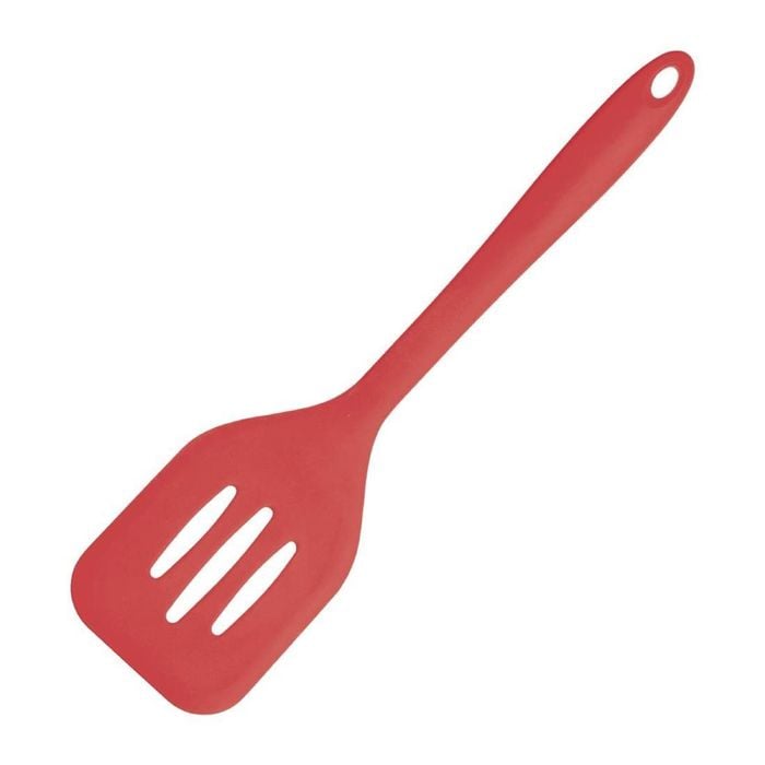 Vogue Slotted Spatula Silicone Red 310mm Heat Resistant Kitchen Utensil